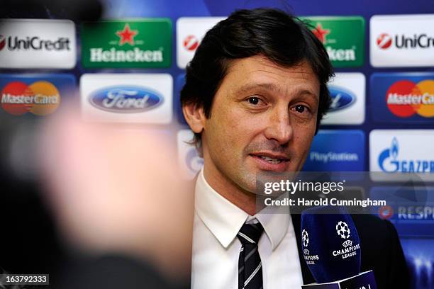 Leonardo, Paris Saint-Germain Sporting Director gives an interview after the UEFA Champions League quarter finals draw at the UEFA headquarters on...