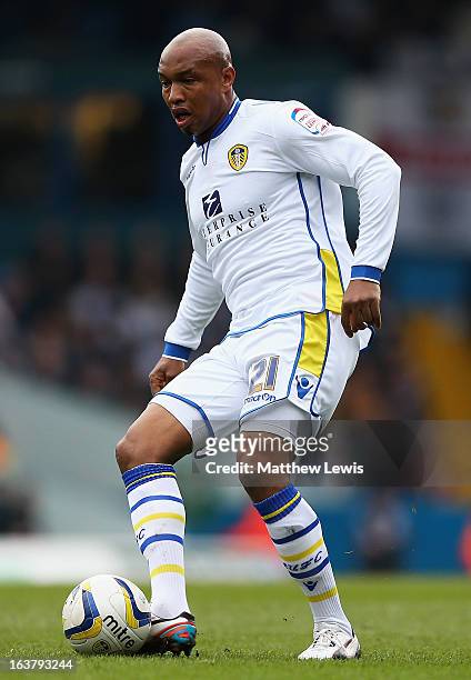 El-Hadji Diouf of Leeds United in action during the npower Championship match between Leeds United and Huddersfield Town at Elland Road on March 16,...