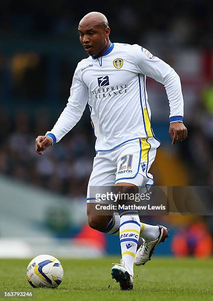 El-Hadji Diouf of Leeds United in action during the npower Championship match between Leeds United and Huddersfield Town at Elland Road on March 16,...