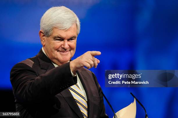 Newt Gingrich, former presidential candidate and Speaker of the U.S. House of Representatives, speaks at the 2013 Conservative Political Action...