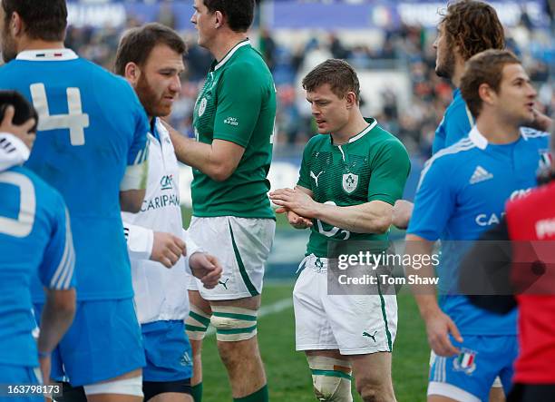 Brian O'Driscoll of Ireland at the end of the match during the RBS Six Nations match between Italy and Ireland at Stadio Olimpico on March 16, 2013...