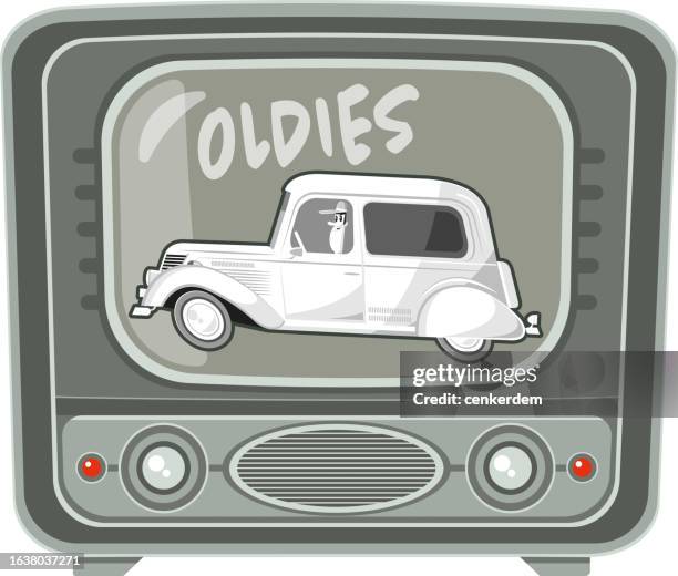 tv retro - vintage car radio stock illustrations