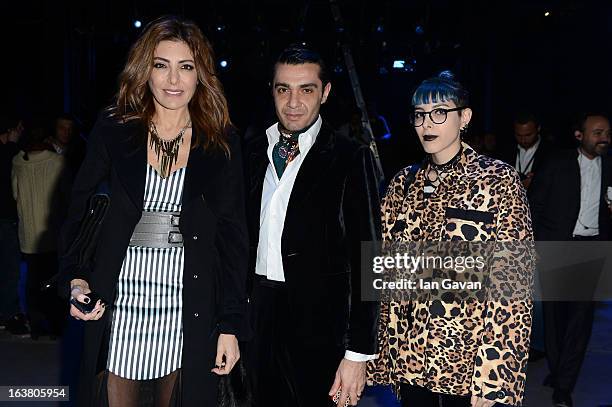 Deniz Berdan, Antonio Monlio Nieto and Begum Berdan attend the Best of Mercedes-Benz Fashion Week Istanbul Fall/Winter 2013/14 at Antrepo 3 on March...