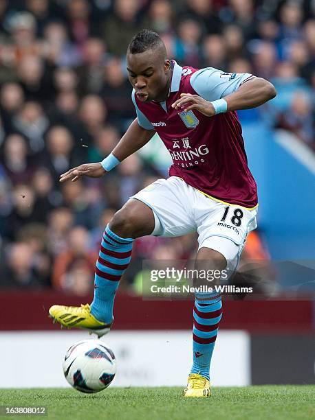 Yacouba Sylla of Aston Villa during the Barclays Premier League match between Aston Villa and Queens Park Rangers at Villa Park on March 16, 2013 in...