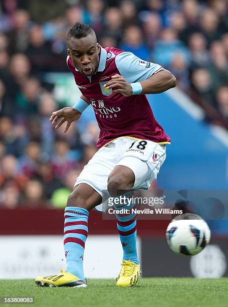 Yacouba Sylla of Aston Villa during the Barclays Premier League match between Aston Villa and Queens Park Rangers at Villa Park on March 16, 2013 in...