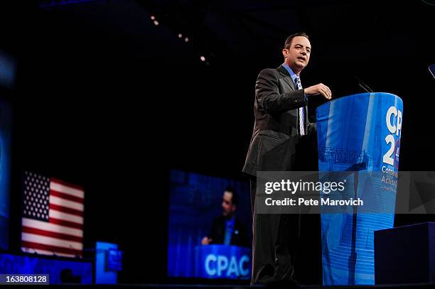 Reince Priebus, Chairman of the Republican National Committee, speaks at the 2013 Conservative Political Action Conference March 16, 2013 in National...