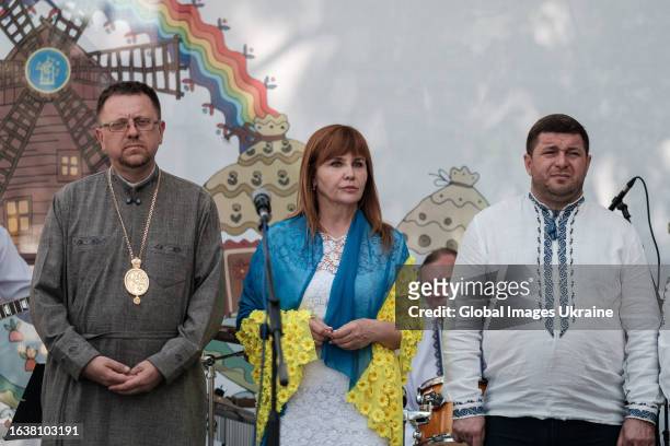 Svitlana Svishcheva , project manager of Sorochyntsi Fair, opens the fair on Ukraine’s Independence Day on August 24, 2023 in Lviv, Ukraine....