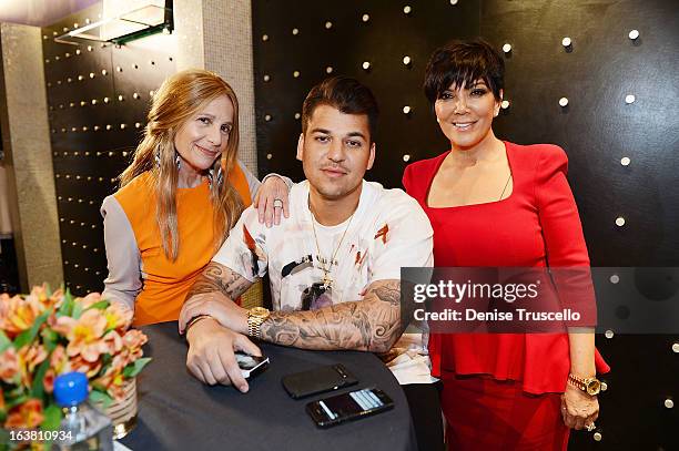 Cici Bussey, Rob Kardashian and Kris Jenner during Rob Kardashian's Arthur George Street sock line launch at Kardashian Khaos at The Mirage Hotel &...