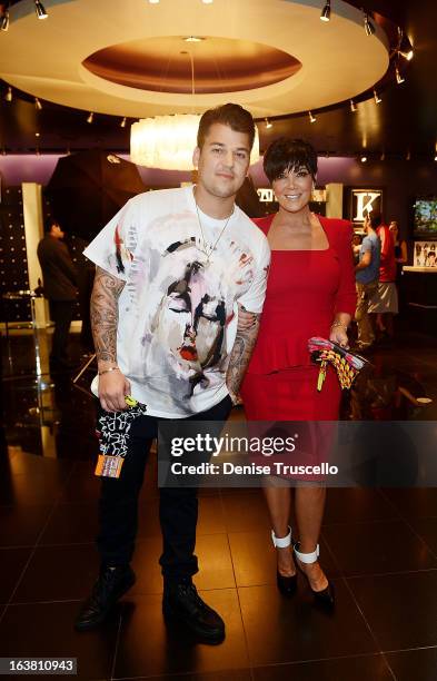 Rob Kardashian and Kris Jenner during Rob Kardashian's Arthur George Street sock line launch at Kardashian Khaos at The Mirage Hotel & Casino on...