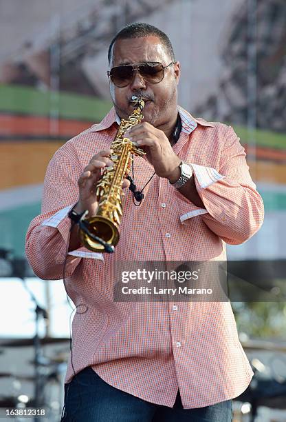 Najee performs at the 8th Annual Jazz In The Gardens Day 1 at Sun Life Stadium presented by the City of Miami Gardens on March 16, 2013 in Miami...