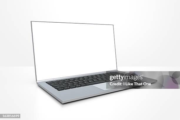 open laptop computer with bright screen - laptop studio shot stock pictures, royalty-free photos & images