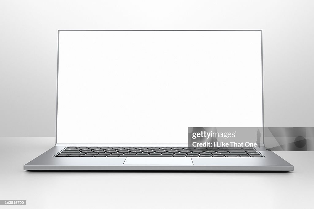 Open Laptop Computer With Bright Screen Photo - Getty Images