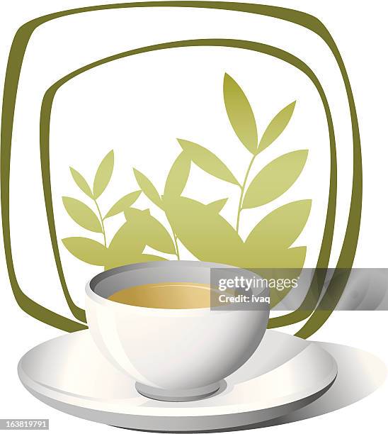 nice cup of tea - tea leaf white background stock illustrations