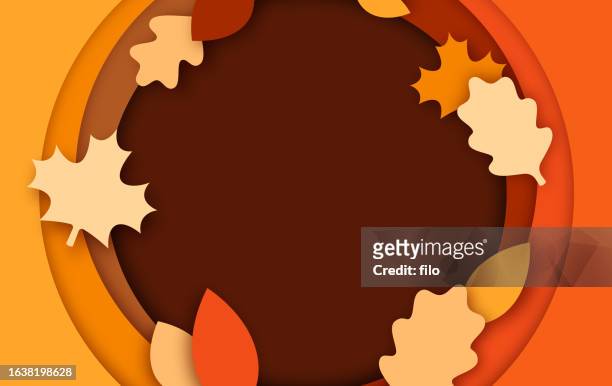 autumn fall leaf frame circle background with copy space - falling stock illustrations