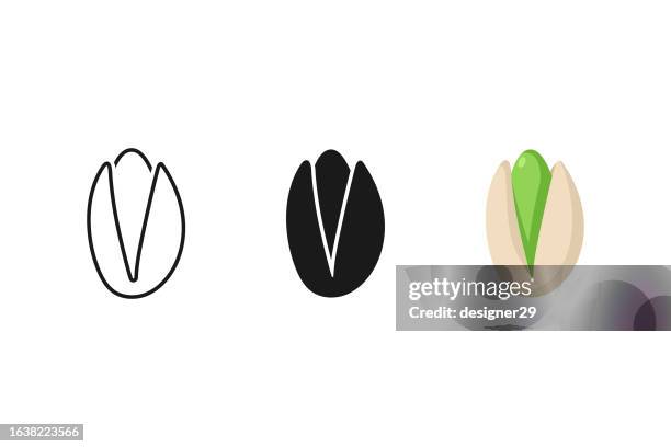 ilustraciones, imágenes clip art, dibujos animados e iconos de stock de conjunto de iconos de pistacho. - pistacho