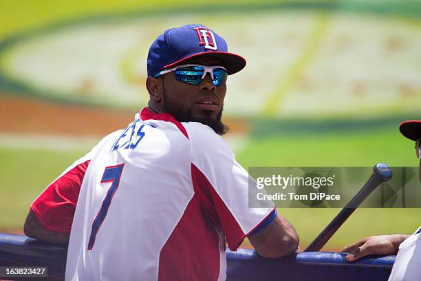 Jose Reyes of Team Dominican Republic is seen during Pool 2, Game 6 against Team Puerto Rico in the second round of the 2013 World Baseball Classic...