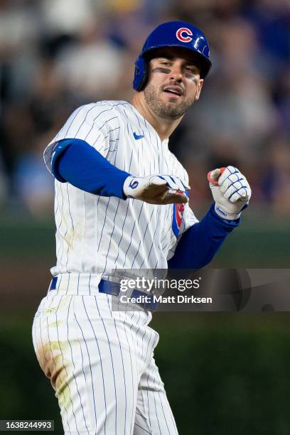 Mike Tauchman of the Chicago Cubs reacts in a game against the Washington Nationals at Wrigley Field on July 19, 2023 in Chicago, Illinois.