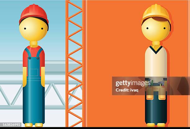 construction workers - two construction workers stock illustrations