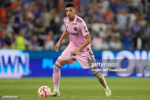 Tomas Aviles of Inter Miami controls the ball during the second half of a U.S. Open Cup semifinal match against FC Cincinnati at TQL Stadium on...