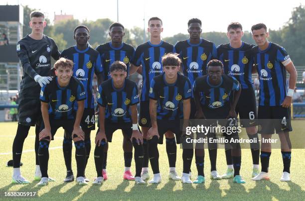 Internazionale team line up during the Primavera 1 match between FC Internazionale U19 and Empoli U19 at Konami Youth Development Center on August...