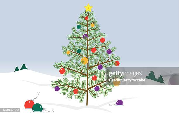 ilustrações de stock, clip art, desenhos animados e ícones de árvore de natal na neve - espírito natalino