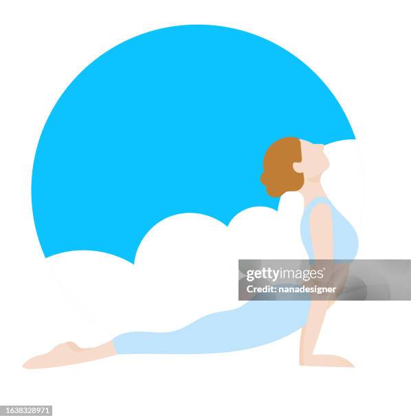 yoga in the clouds - lotus position stock illustrations