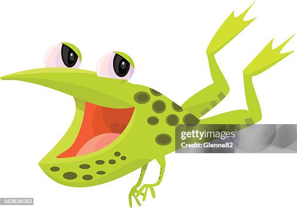 happy leaping frog - frog jumping stock illustrations