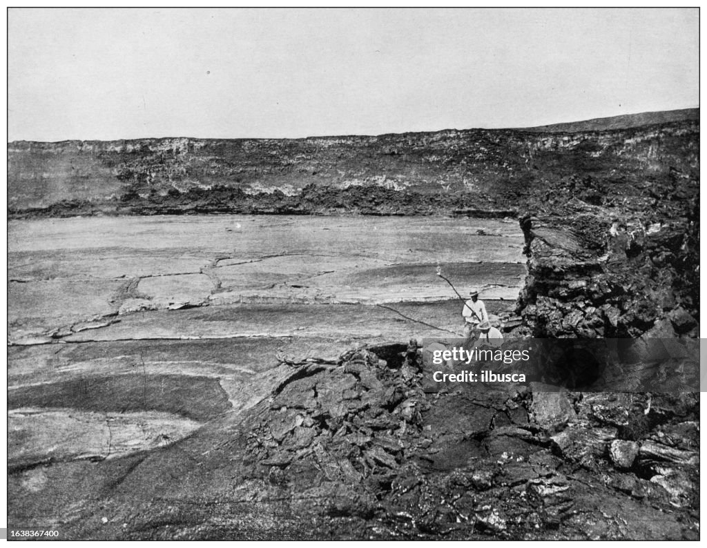 Hawaii, antique photo: Crater Basin, Kilauea