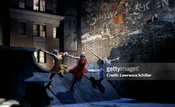 From left, American actresses Chita Rivera , Shirley MacLaine , and Paula Kelly dance in a scene from the film 'Sweet Charity' at Universal Studios,...