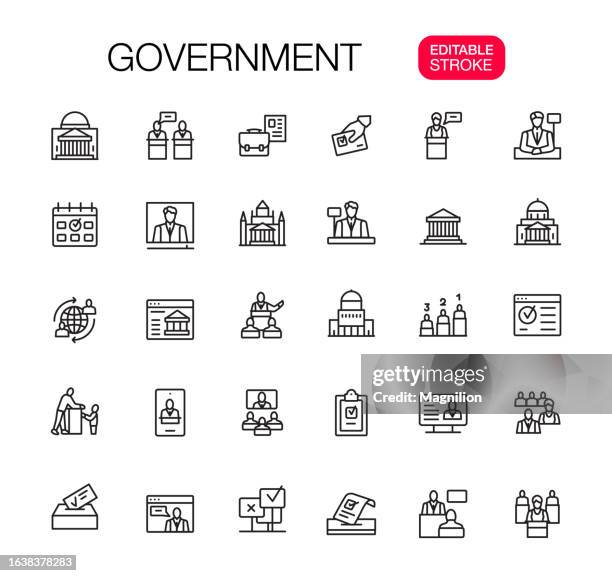 government line icons set, editable stroke - activist icon stock illustrations