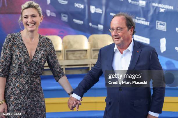 Julie Gayet and former french President of French Republic Francois Hollande attend the 'Le Proces Goldman' photocall during Day Four of the 16th...