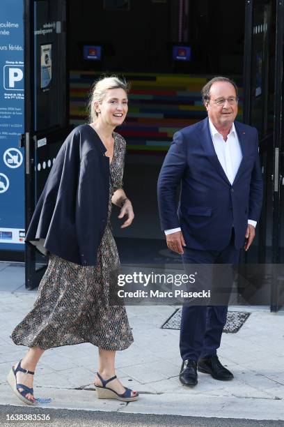 Julie Gayet and former french President of French Republic Francois Hollande attend the 'Le Proces Goldman' photocall during Day Four of the 16th...