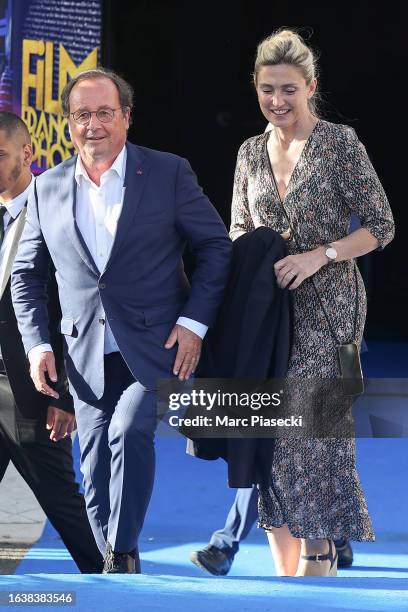 Julie Gayet and former french President of French Republic Francois Hollande attend the 'Le Proces Goldman' photocall during Day Four of the 16th...