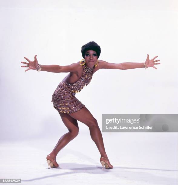 Portrait of American actress and dancer Paula Kelly in costume for the film 'Sweet Charity' at Universal Studios, Los Angeles, California, 1969.