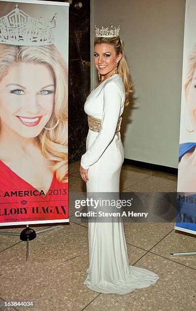 Miss America 2013 Mallory Hagan attends the Miss America 2013 Homecoming Gala at The Fashion Institute of Technology on March 16, 2013 in New York...