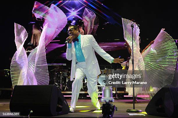 Charlie Wilson performs at the 8th Annual Jazz In The Gardens Day 1 at Sun Life Stadium presented by the City of Miami Gardens on March 16, 2013 in...
