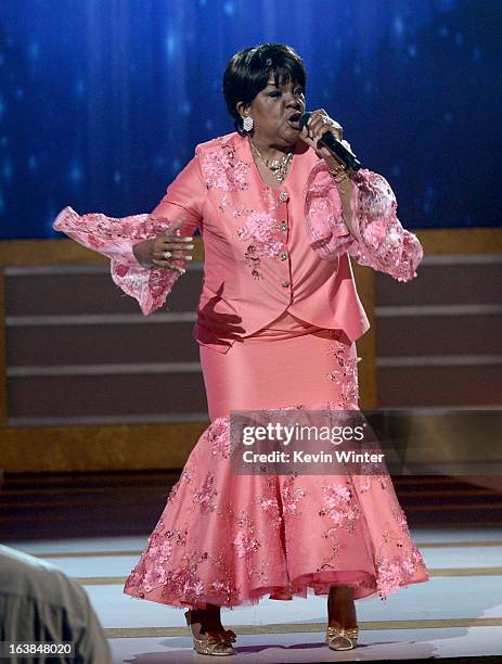 Singer Shirley Caesar performs onstage during the BET Celebration of Gospel 2013 at Orpheum Theatre on March 16, 2013 in Los Angeles, California.