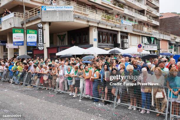 People attend the parade of the Battle of Flowers on August 25 in Laredo, Cantabria, Spain. During the parade, declared a festival of National...