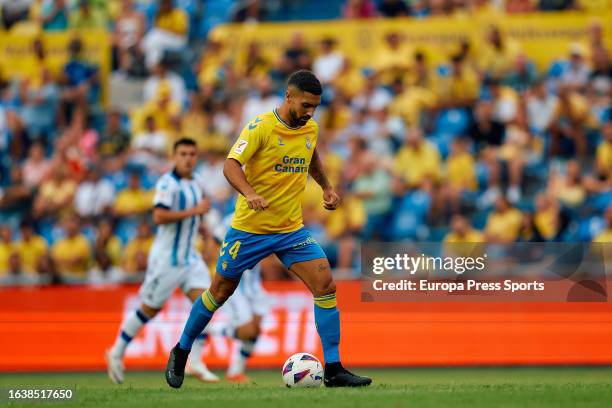 Alex Suarez of UD Las Palmas in action during the Spanish league, La Liga EA Sports, football match played between UD Las Palmas and Real Sociedad at...