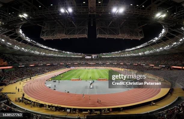 General view inside the stadium in the Women's 800m Semi-Final during day seven of the World Athletics Championships Budapest 2023 at National...