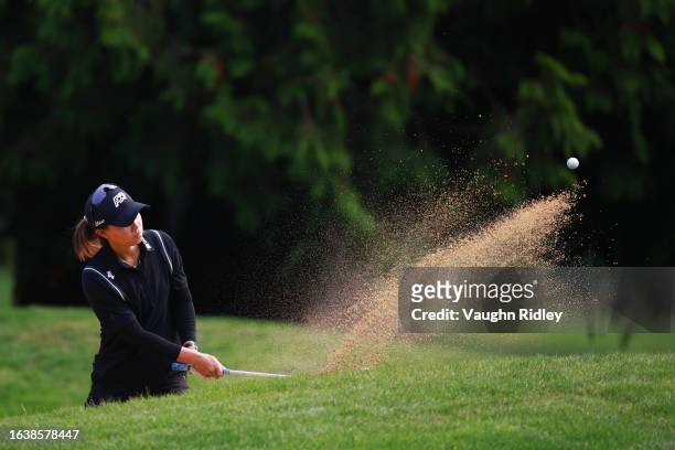 Danielle Kang of the United States plays a shot from a bunker on the seventh hole during the second round of the CPKC Women's Open at Shaughnessy...