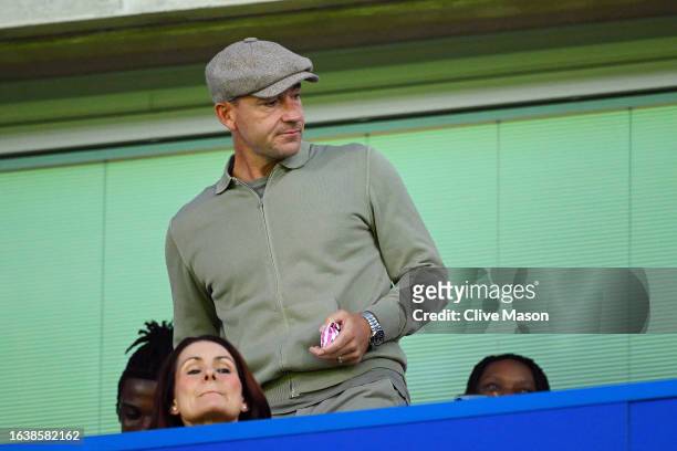 John Terry, former player of Chelsea, is seen in attendance prior to the Premier League match between Chelsea FC and Luton Town at Stamford Bridge on...