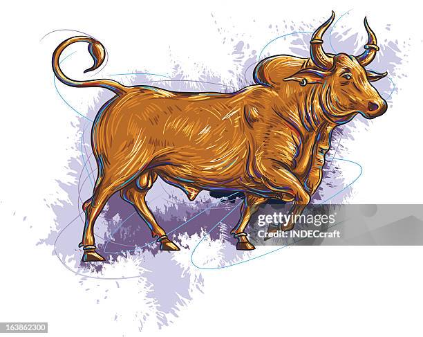 illustrazioni stock, clip art, cartoni animati e icone di tendenza di toro-segno zodiacale - toro segno zodiacale