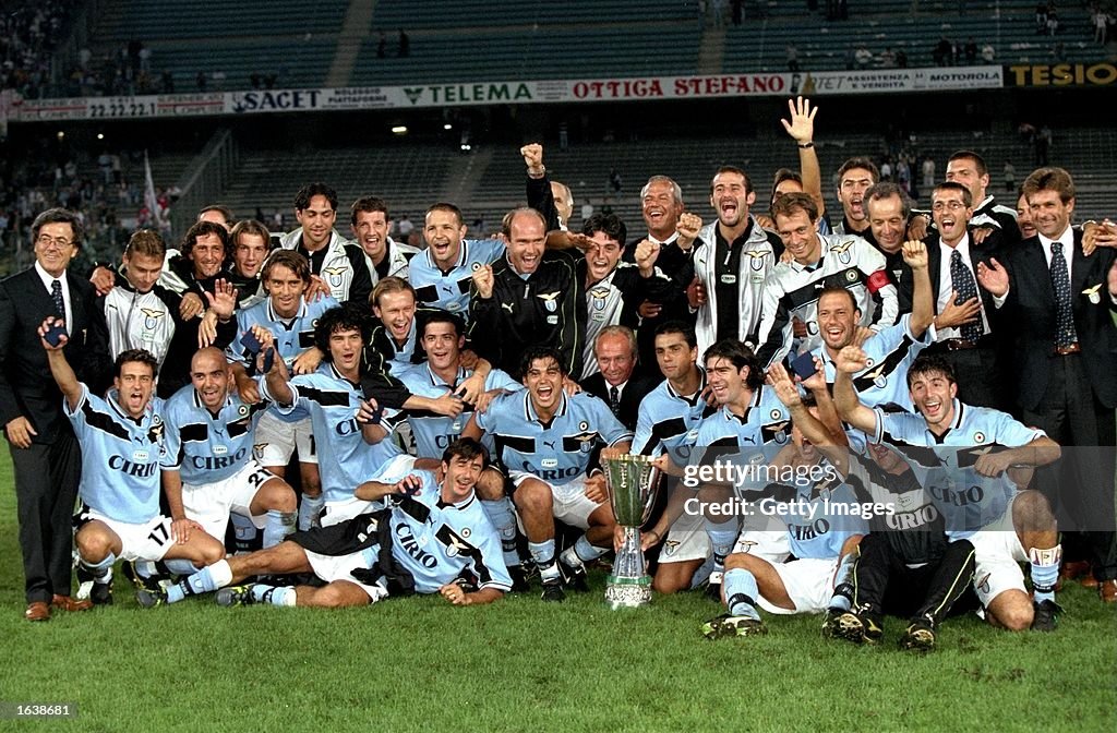 The Lazio squad celebrate