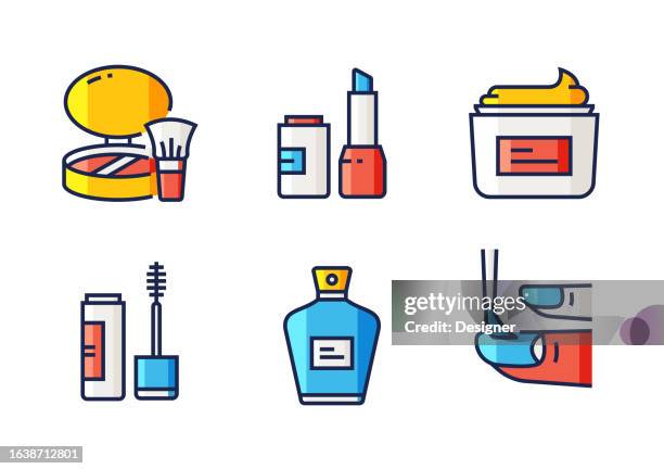 beauty related vector thin line icons. outline symbol collection - plastic surgery face stock illustrations