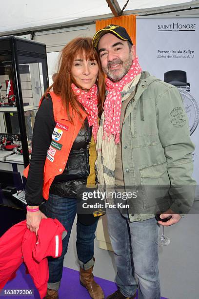 Bruno Solo and his wife Veronique attend the Rallye Aicha des Gazelle 2013 - Departure At The Bassin Du Trocadero on March16, 2013 in Paris, France.