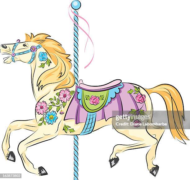 sketchy carousel horse - carousel horse stock illustrations