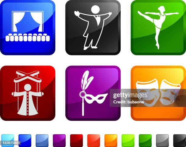 stockillustraties, clipart, cartoons en iconen met high art and theater royalty free vector icon set stickers - broadway manhattan