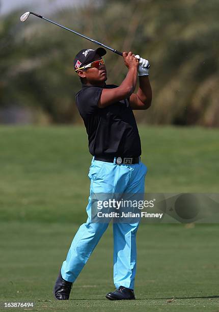 Chapchai Nirat of Thailand in action during day four of the Avantha Masters at Jaypee Greens Golf Club on March 17, 2013 in Delhi, India.