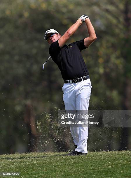 Berry Henson of USA in action during day four of the Avantha Masters at Jaypee Greens Golf Club on March 17, 2013 in Delhi, India.